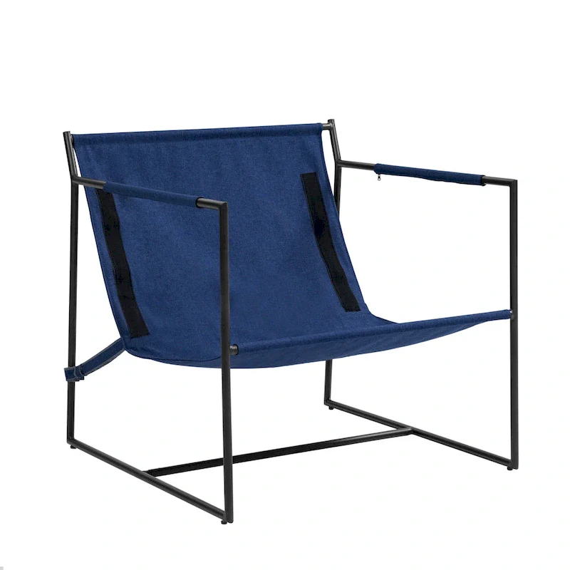 Fabric Accent Chair Metal Framed Sling Armchair Set of 2