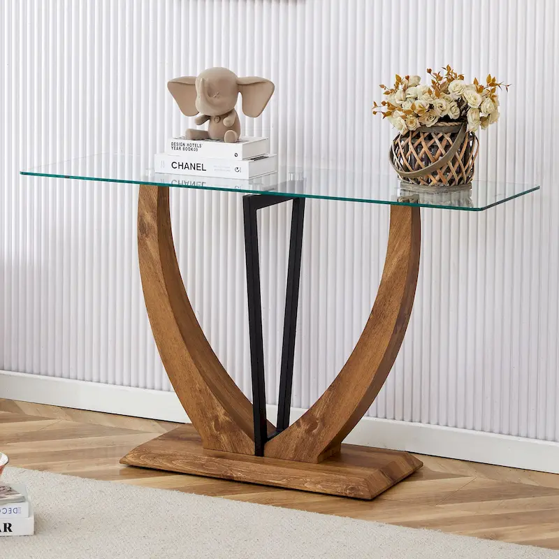 Modern and simple rectangular glass console table