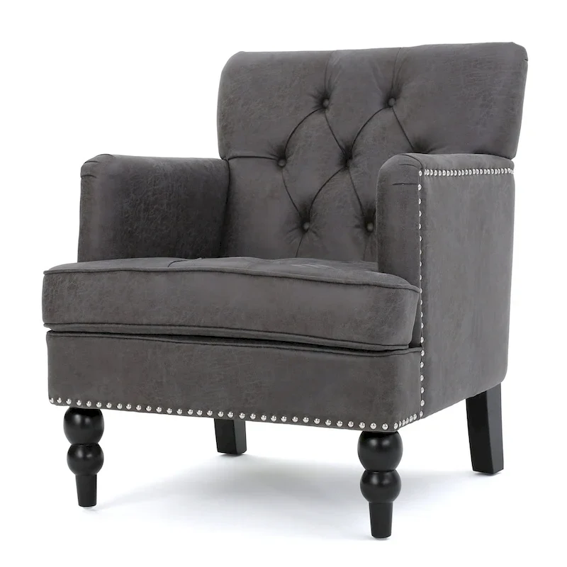 Slate 28 Button Tufted Club Chair with Nailheads