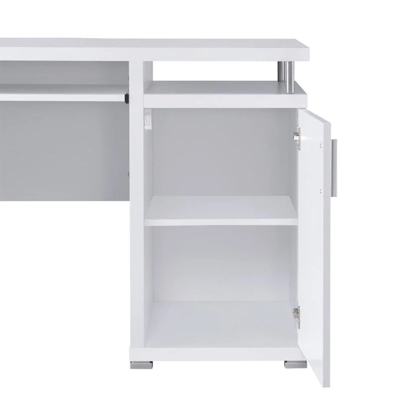 Computer Desk with 2 Drawers and Cabinet in White