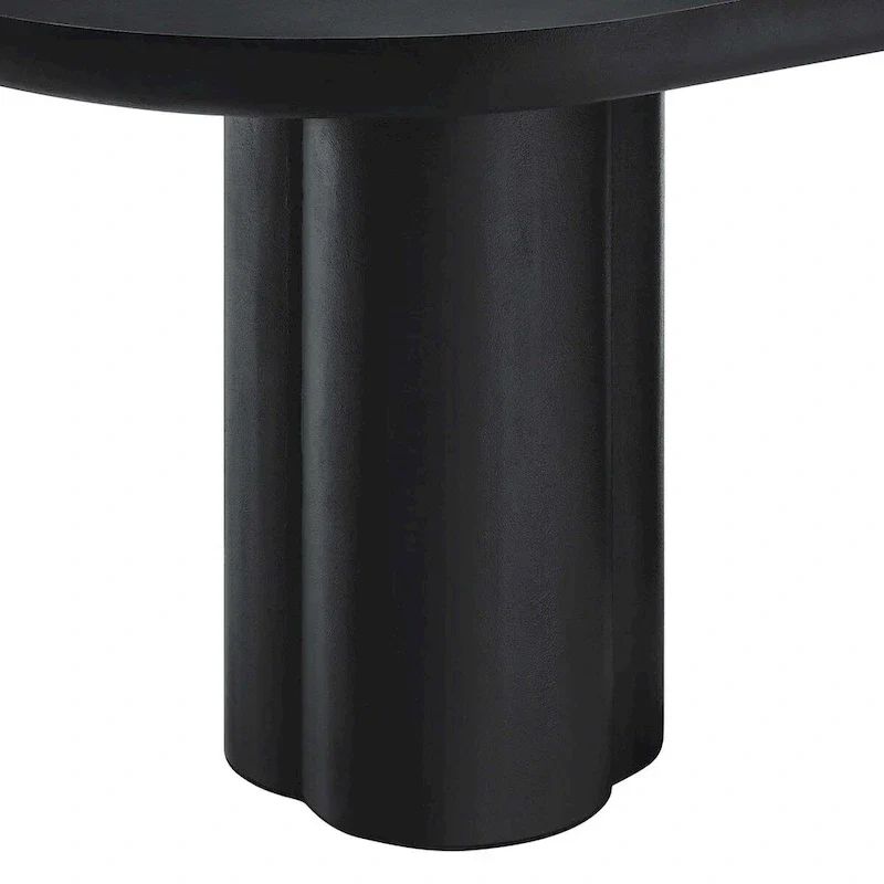 72 Oval Dining Table with Concrete-Effect Finish and Double Pedestal Base