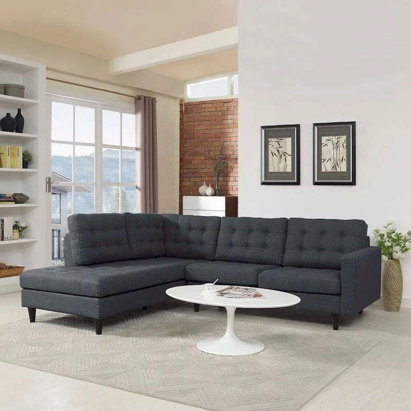2 Piece Upholstered Fabric Left Facing Bumper Sectional