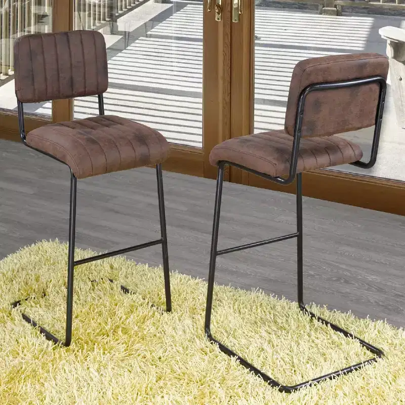 Brassex Set of 2 Damien Counter Height Barstools Brown