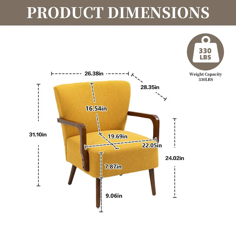 Modern chairs in the living room, wooden frame armchairs