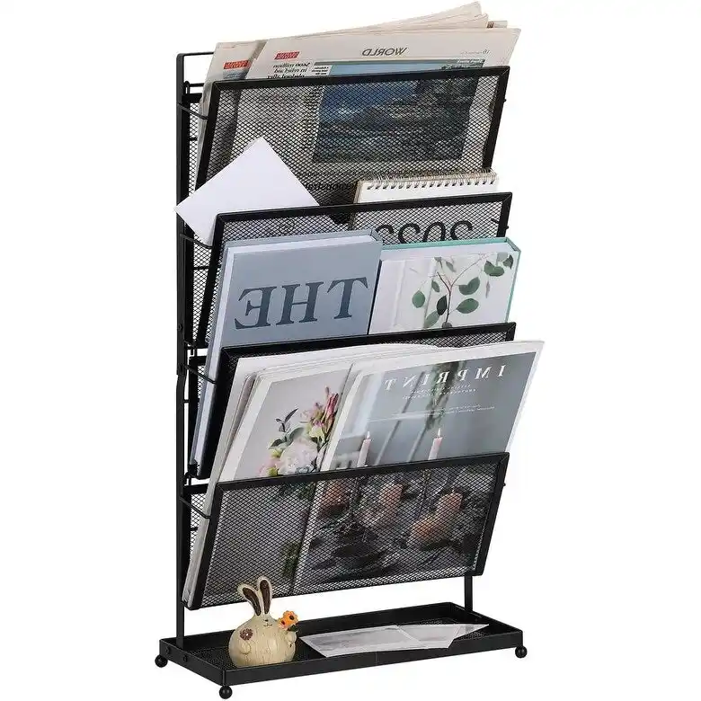 Black Metal 4-Tier Desktop File Organizer