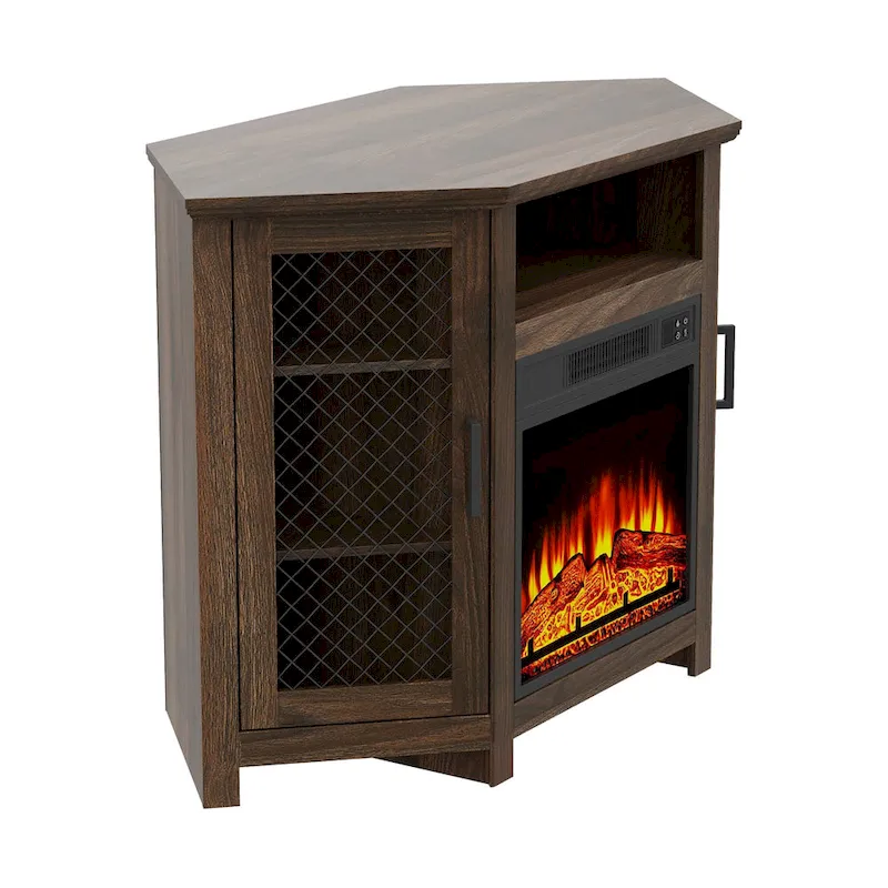 44.8 TV Stand Console with 18 Electric Fireplace and Shelves - N/A