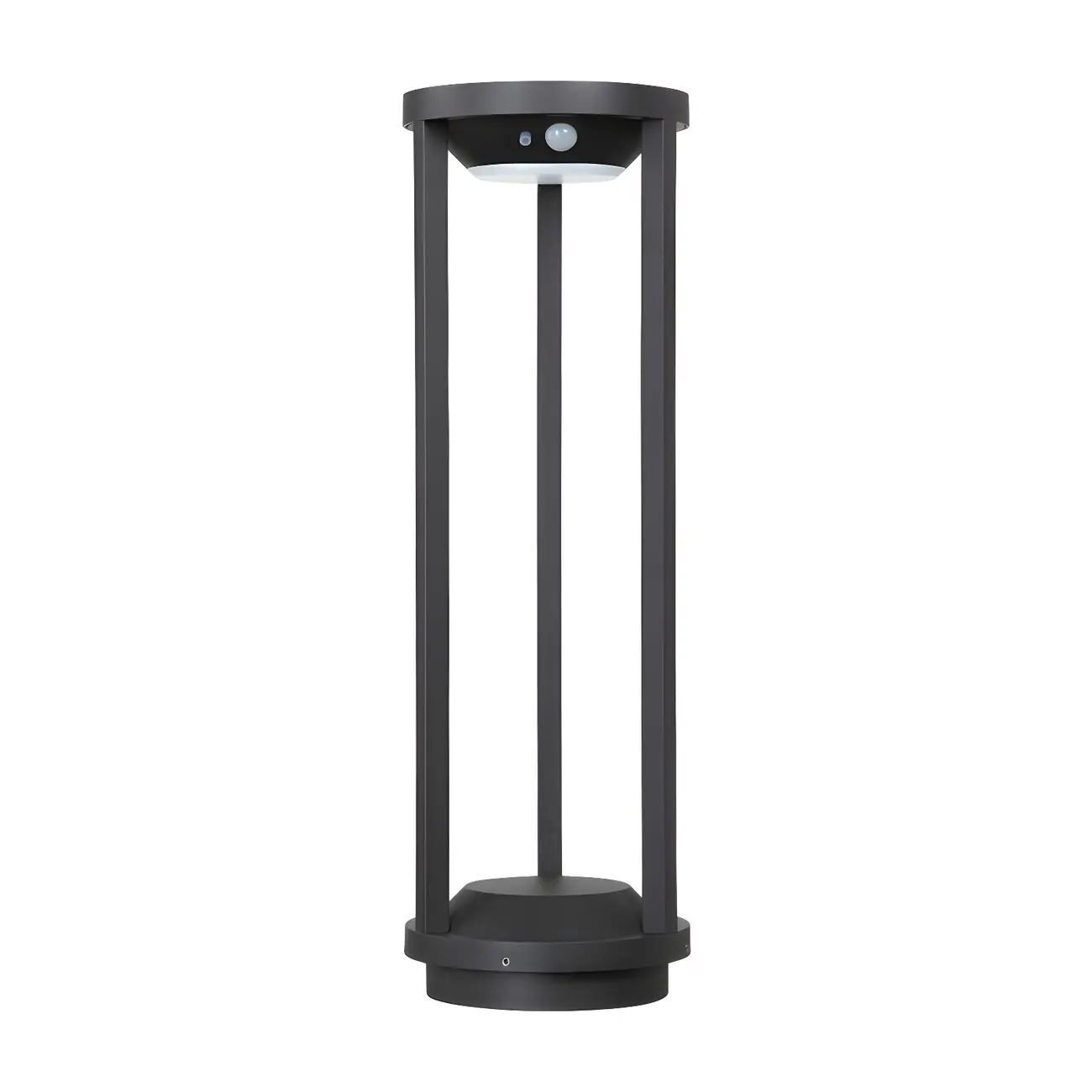 Open Cylindrical Black Metal Solar Landscape Lighting