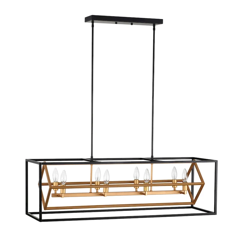 Tilla 39 Inch Matte Black Modern Kitchen Island with 8 Candle Light