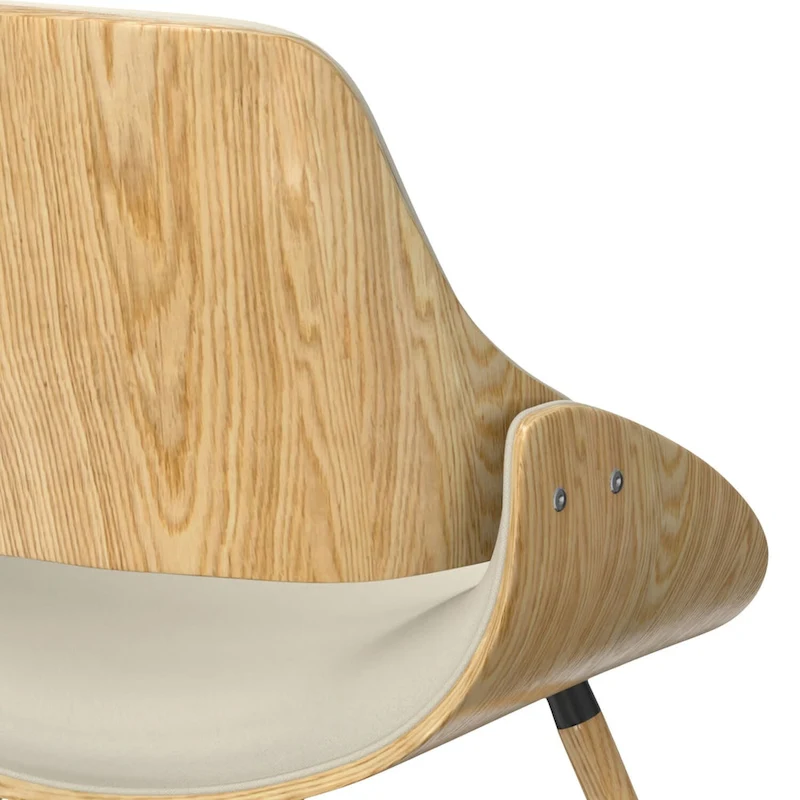 WYNDENHALL Malone Mid Century Modern Bentwood Dining Chair with Light Wood in Polyester linen - 22.8 D x 20.9 W x 30.9H