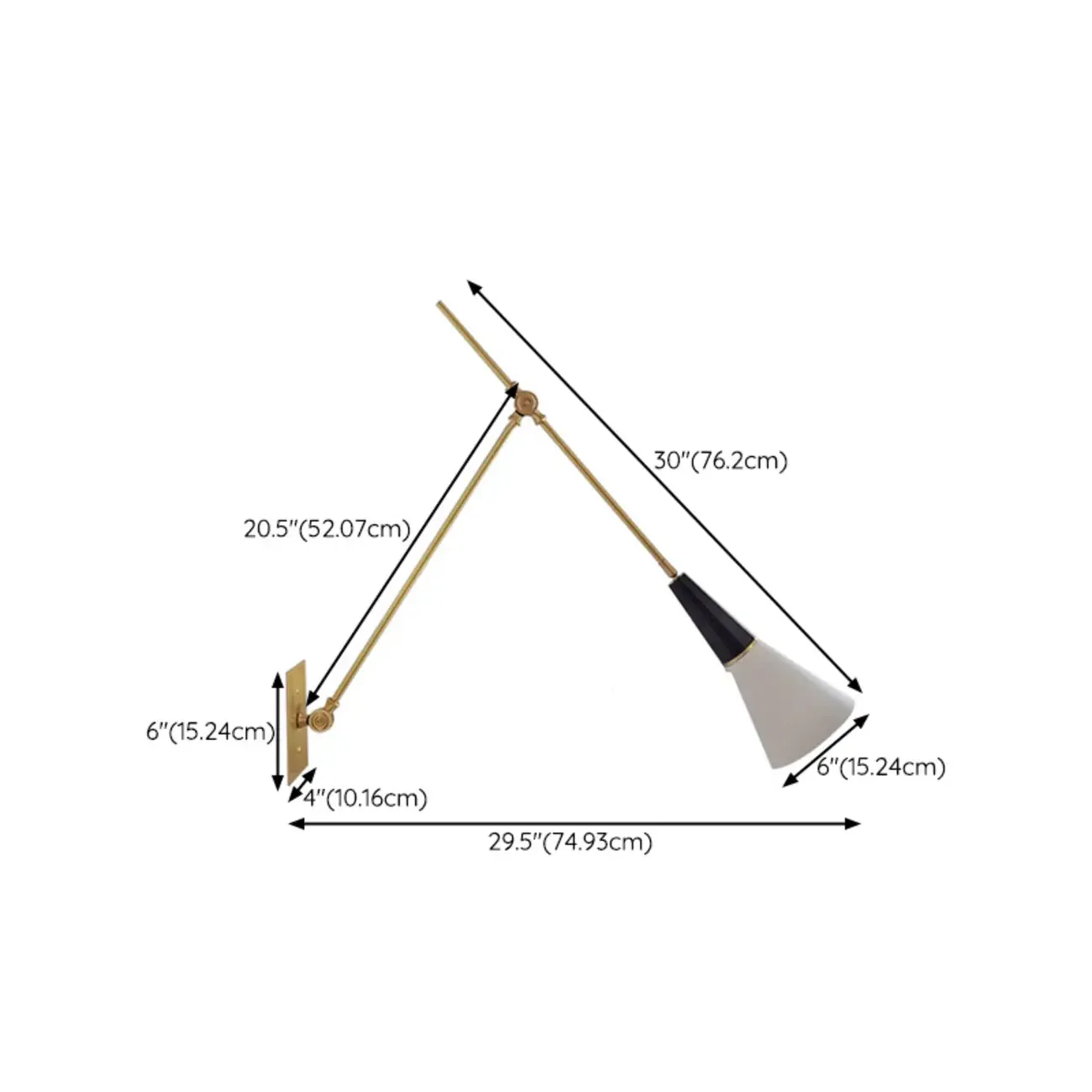 Adjustable Trendy White Cone Swing Arm Wall Sconce