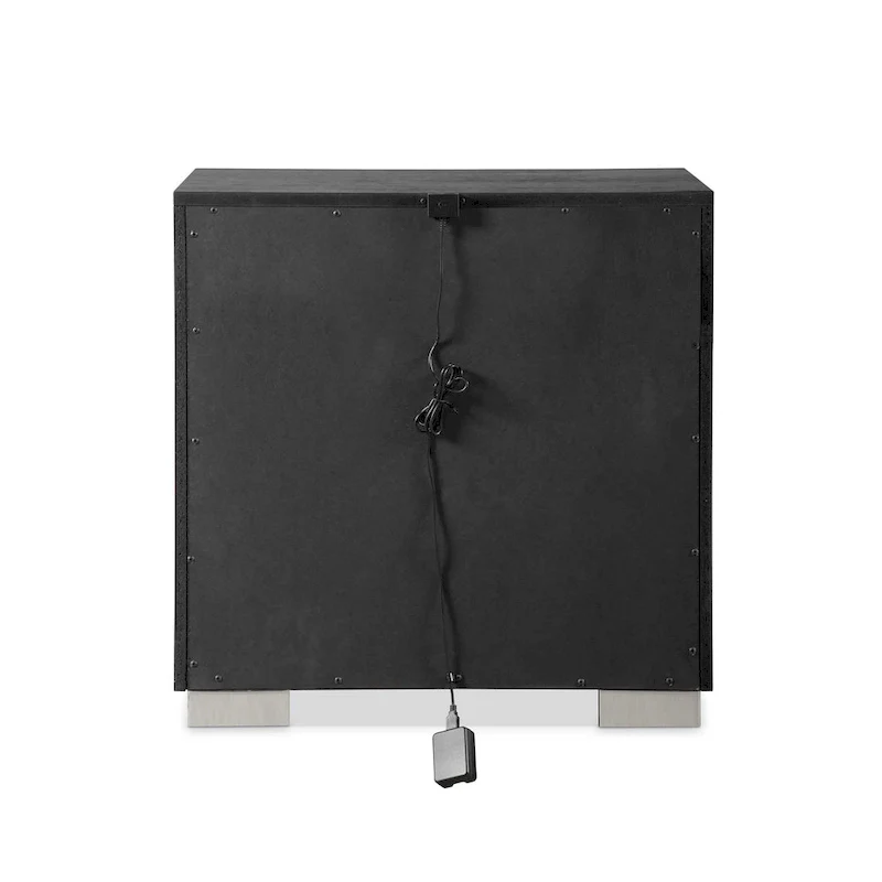 Furniture of America Alaric Modern Black Solid Wood 3-Piece Bed and 2 Nightstand Bedroom Set With LED Headboard