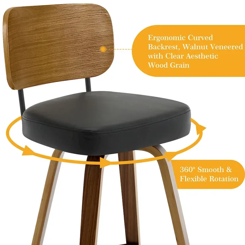 26-Inch Upholstered Swivel Counter Height Bar Stools - 36.4 H x 17.1 W x 20 D