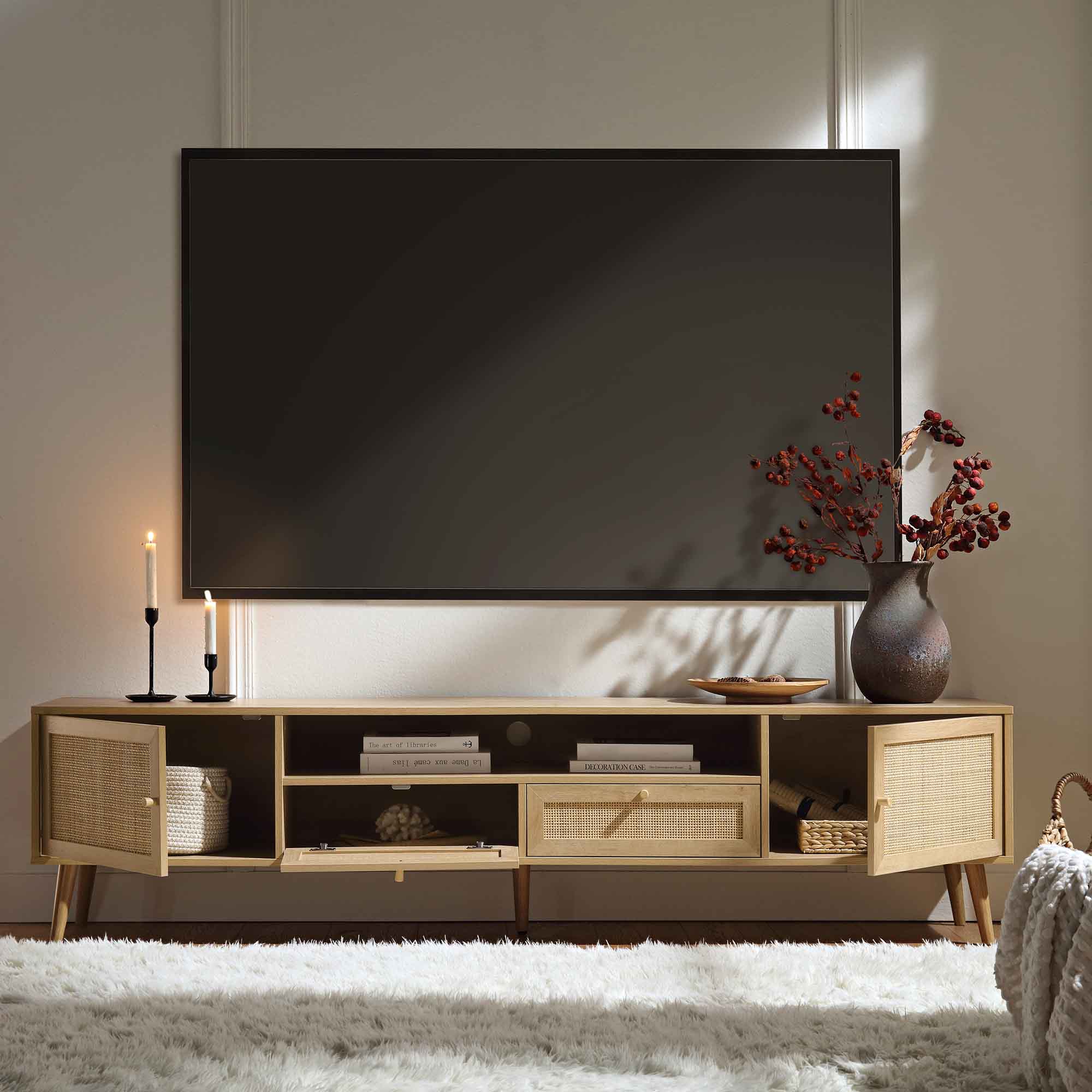 Woven Rattan 79in. Wide TV Unit, Natural