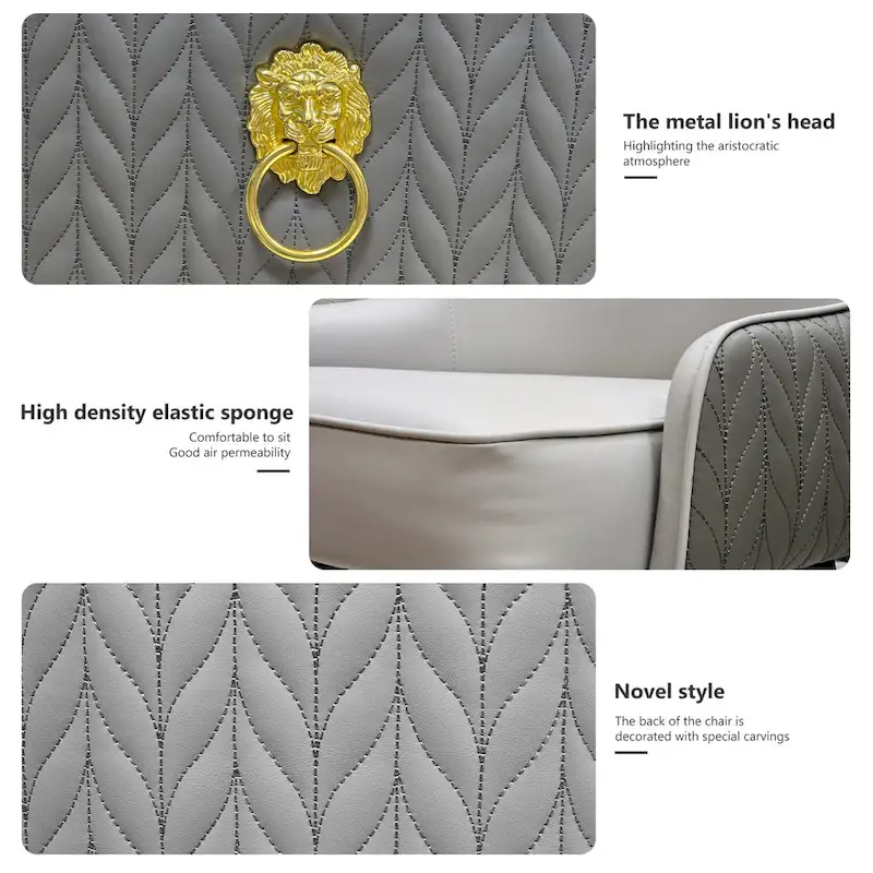 Modern PU Leather Set of 2 Dining Chairs with Metal Legs - 17x17x36