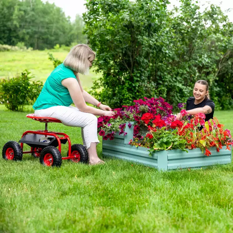 Sunnydaze 2-Tier Galvanized Steel Raised Garden Bed - 17.75 H