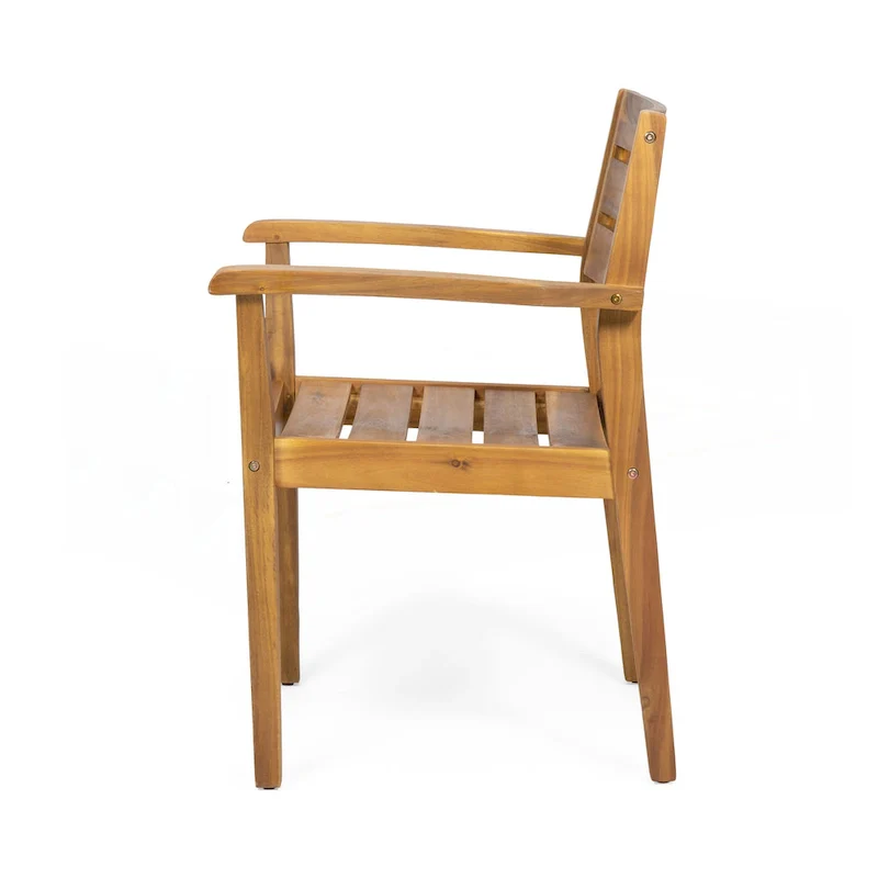 Acacia Wood Patio Dining Chairs Set of 2