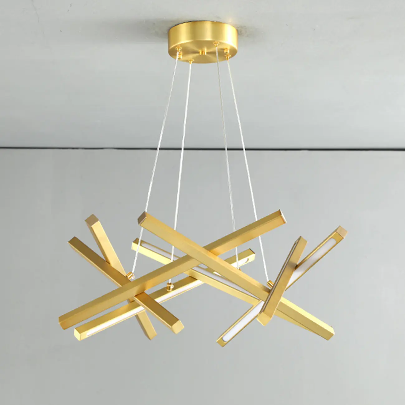 Modern Linear LED Chandelier with Geometric Metal Design