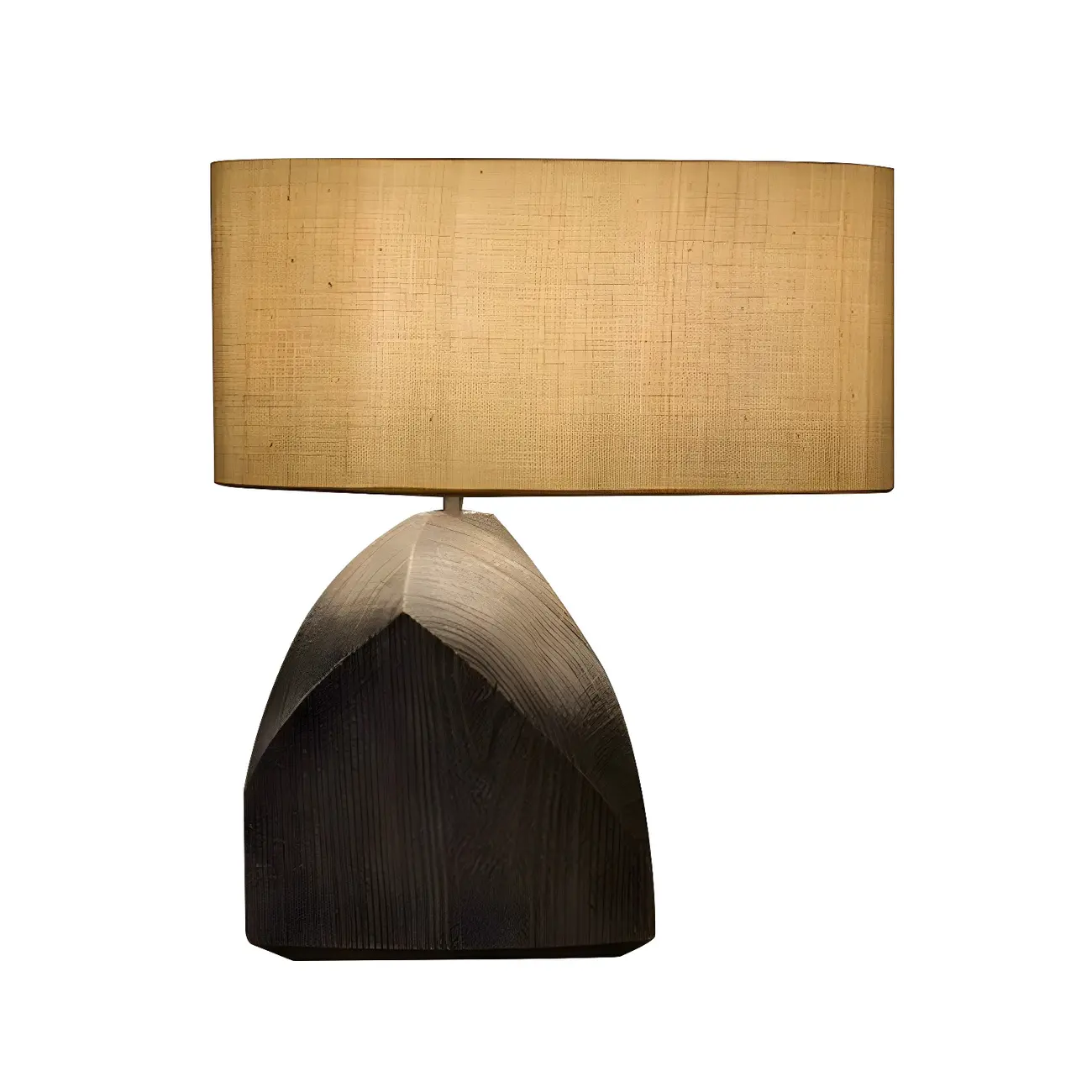 LED Natural Wood Fabric Bedside Table Lamp Japandi Style
