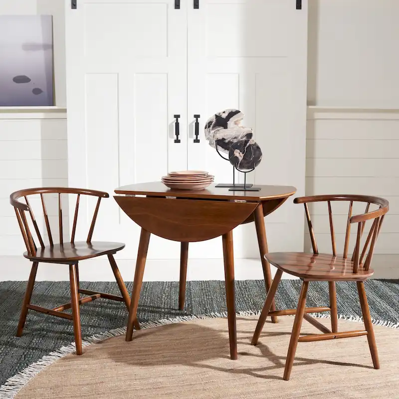 Folding Round Dining Table - Space-Saving Design (Black/Light Oak/Light Grey/Walnut)