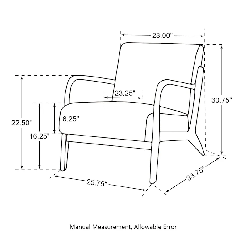 Glitzhome 30.75H Mid-Century Modern PU Leather Armchair Accent Chair with Pillow - 25.75W x 33.75D x 30.75H