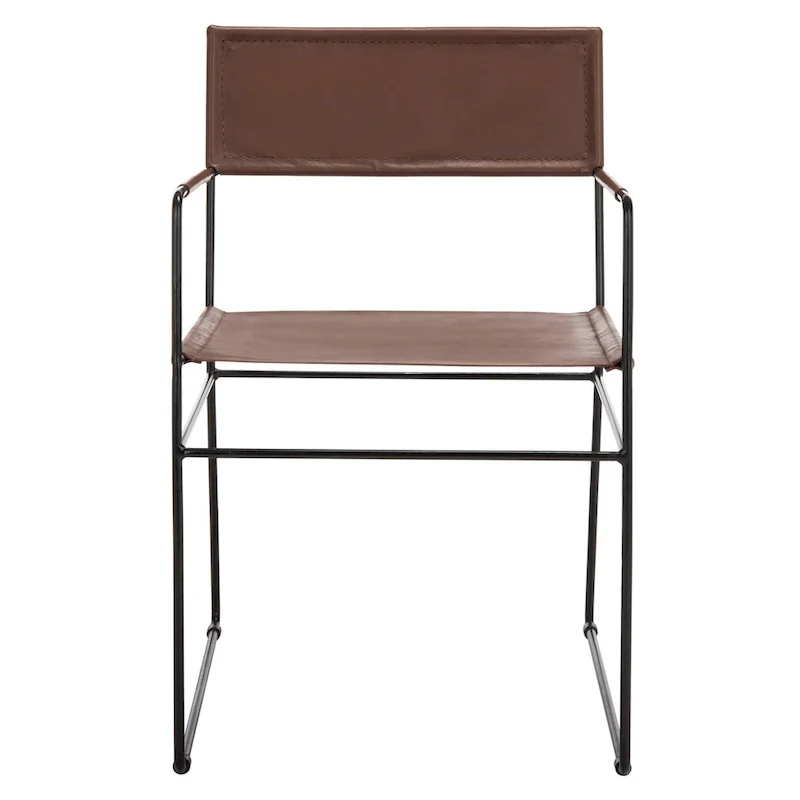 SAFAVIEH Bernardine Leather Dining Chair (Set of 2) - 21.7 W x 19.7 L x 31.9 H - 22Wx20Dx32H