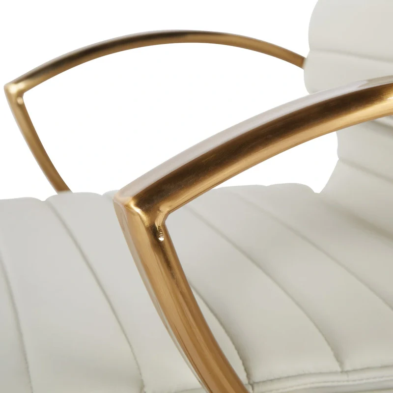 Mid-Back Faux Leather Office Chair with Gold Base