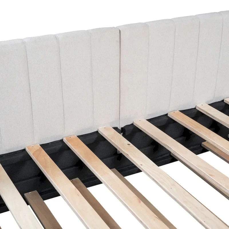 Twin Linen Daybed with Trundle and Semi-Closed Design