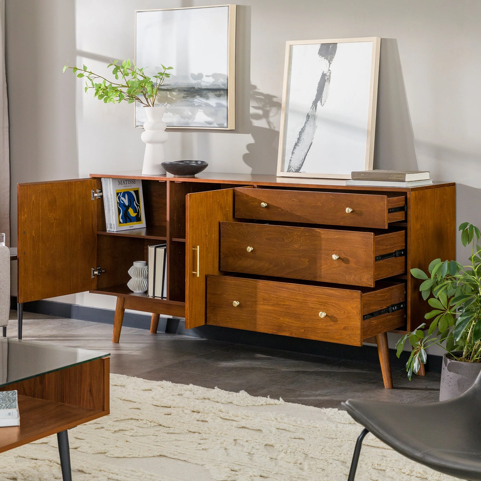 Mid-Century 70 Modern Console Buffet Sideboard