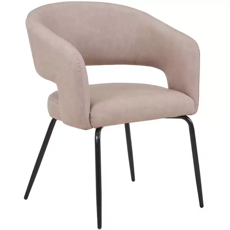 LeisureMod Dining Chair Upholstered in Velvet/Leather with Open Curved Backrest and Powder-Coated Iron Legs Gavin Collection Set of 2
