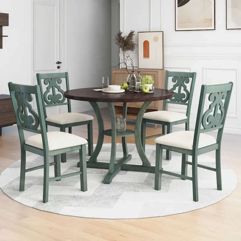 5-Piece Round Dining Table and Chair Set