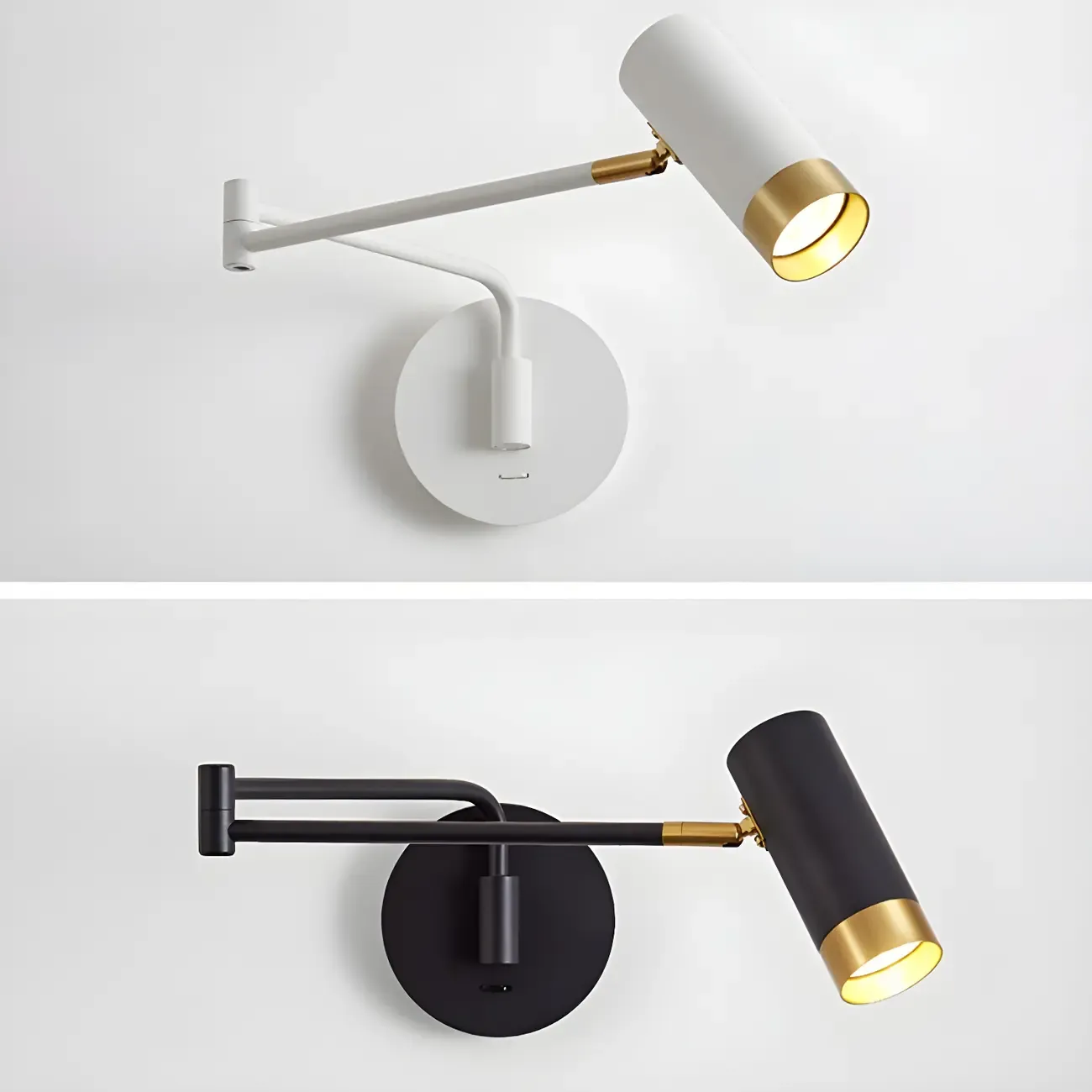 Modern Metal White Black Adjustable Swing Arm Wall Light