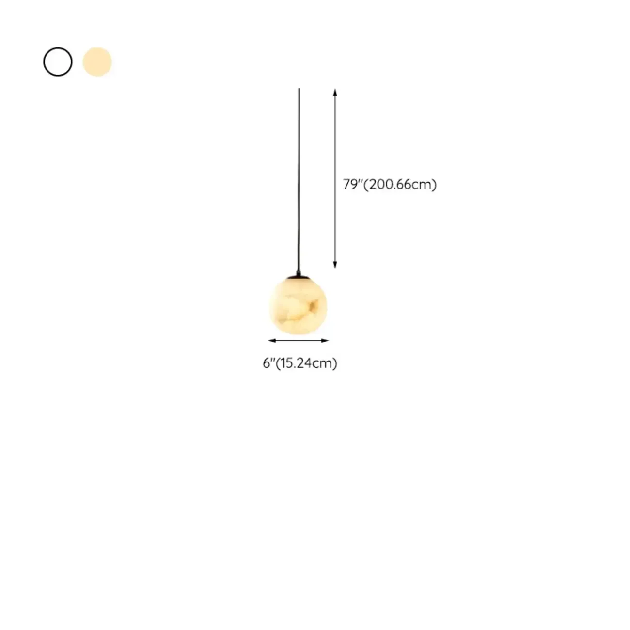 Modern Stone Globe Pendant Light Black Metal Hanging