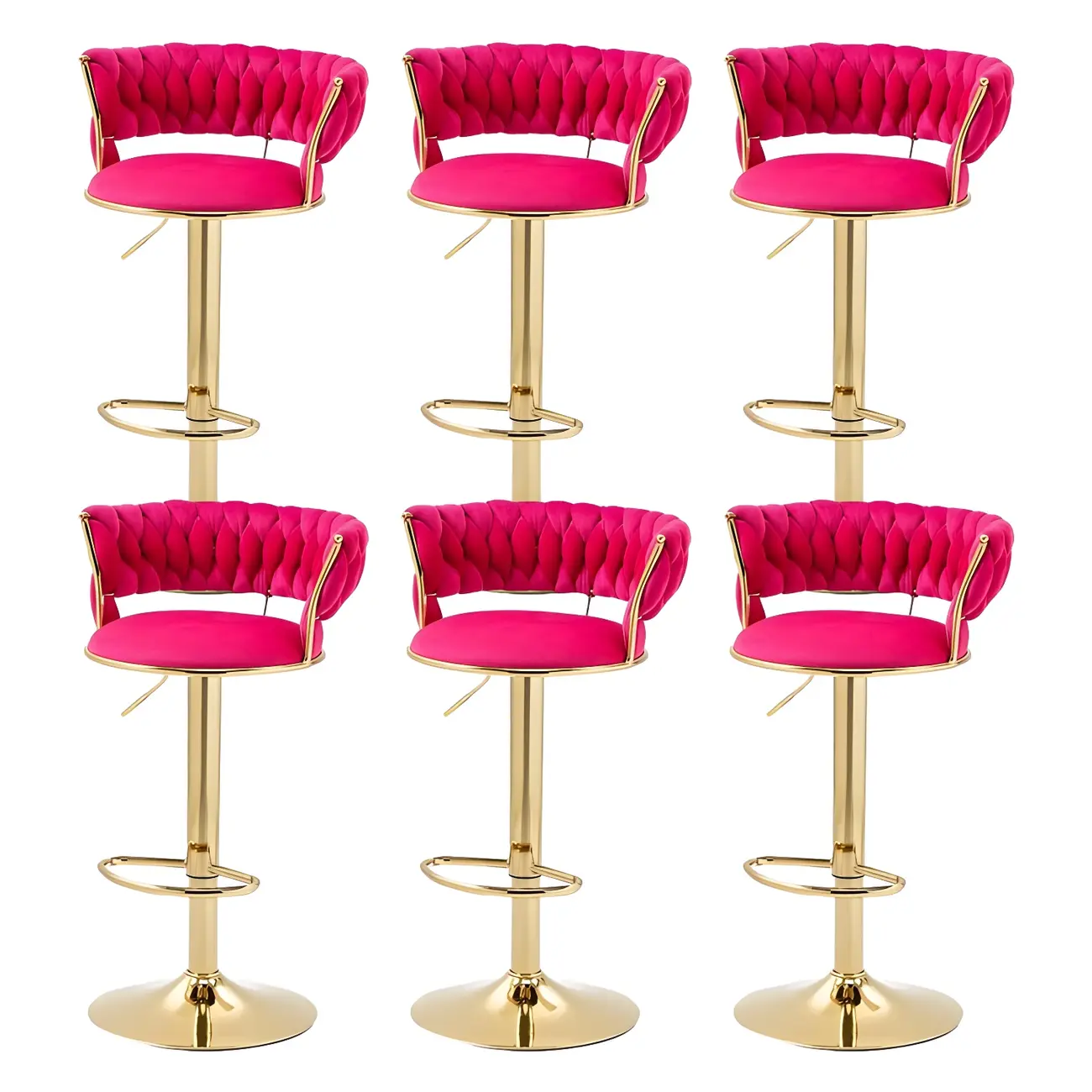 Gold Base Low Back Adjustable Swivel Bar Stool