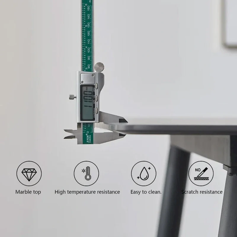 70.8 inch rectangular white kitchen dining table, with a sintered stone marble tabletop, metal legs
