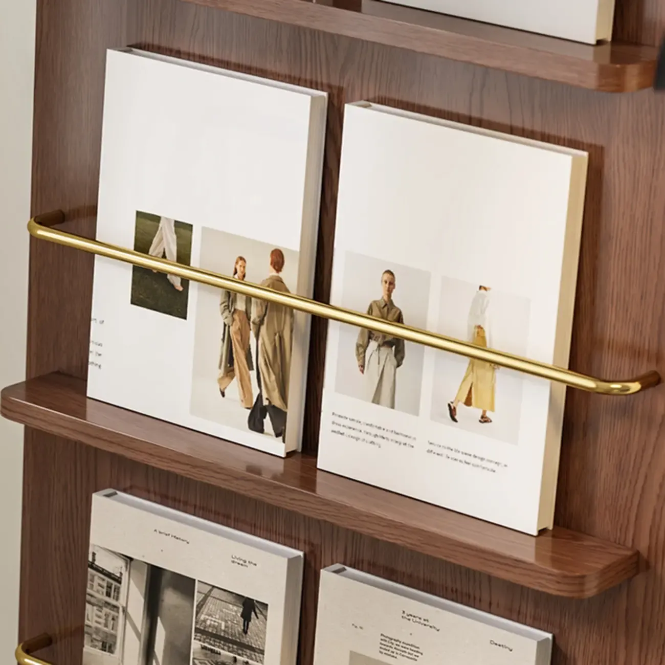 Unique Arched Closed Back Wood Wall Unit Bookcase