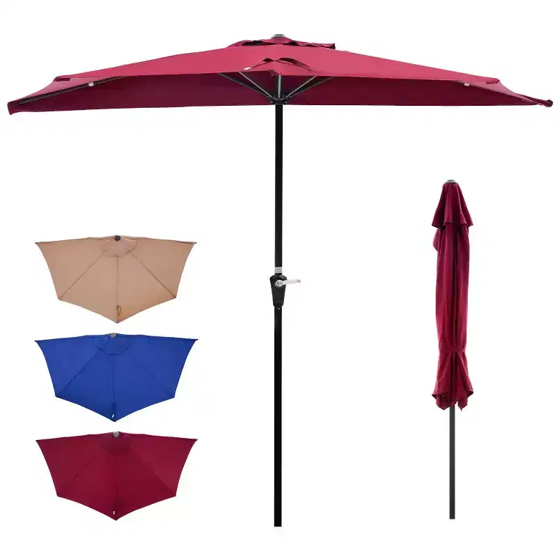 NAYSAYE Semi Umbrella Patio Garden Umbrella Durable Sun Rain Protection for Small Balconies Outdoor Use, 106.3*55.12*93.31
