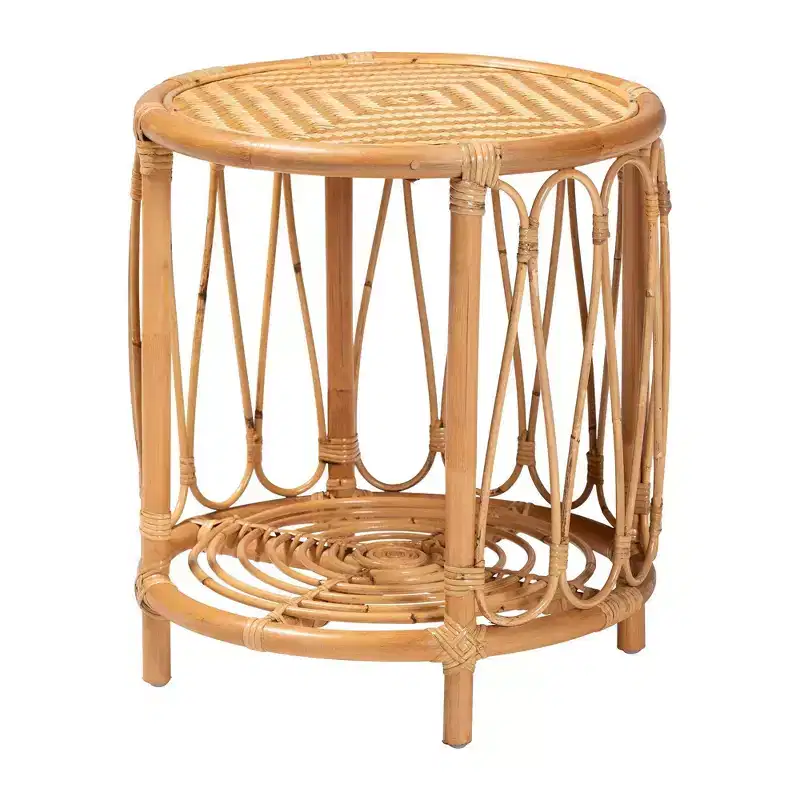 bali & pari Berilo Rattan End Table Light Honey