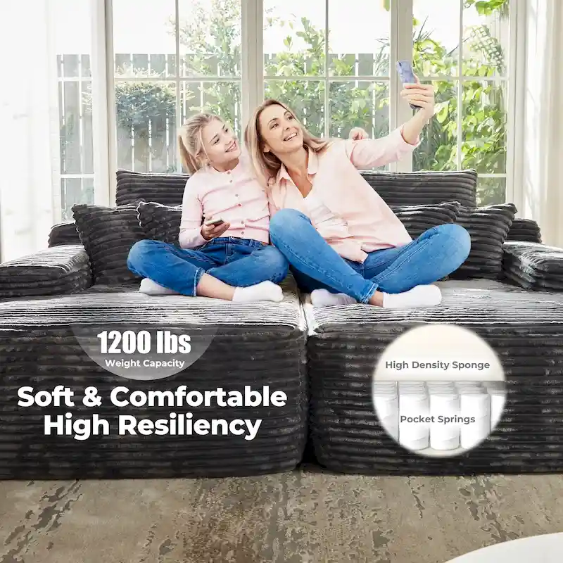 Long Plush Double Chaise Sofa
