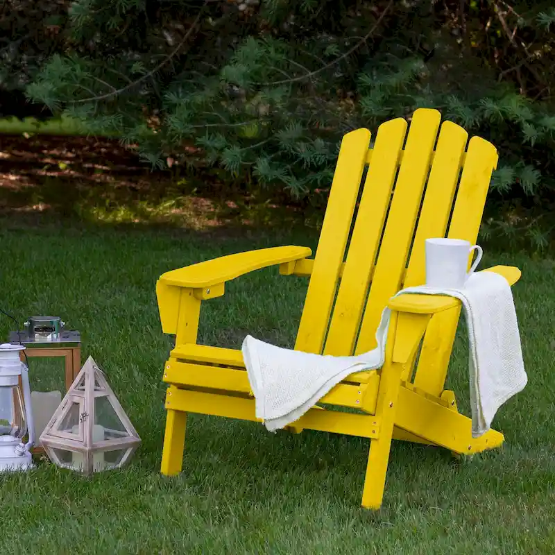36 Yellow Classic Folding Wooden Adirondack Chair