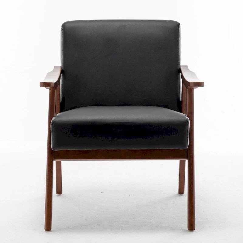 Extra-Thick Backrest Accent Chair with Solid Wood Frame
