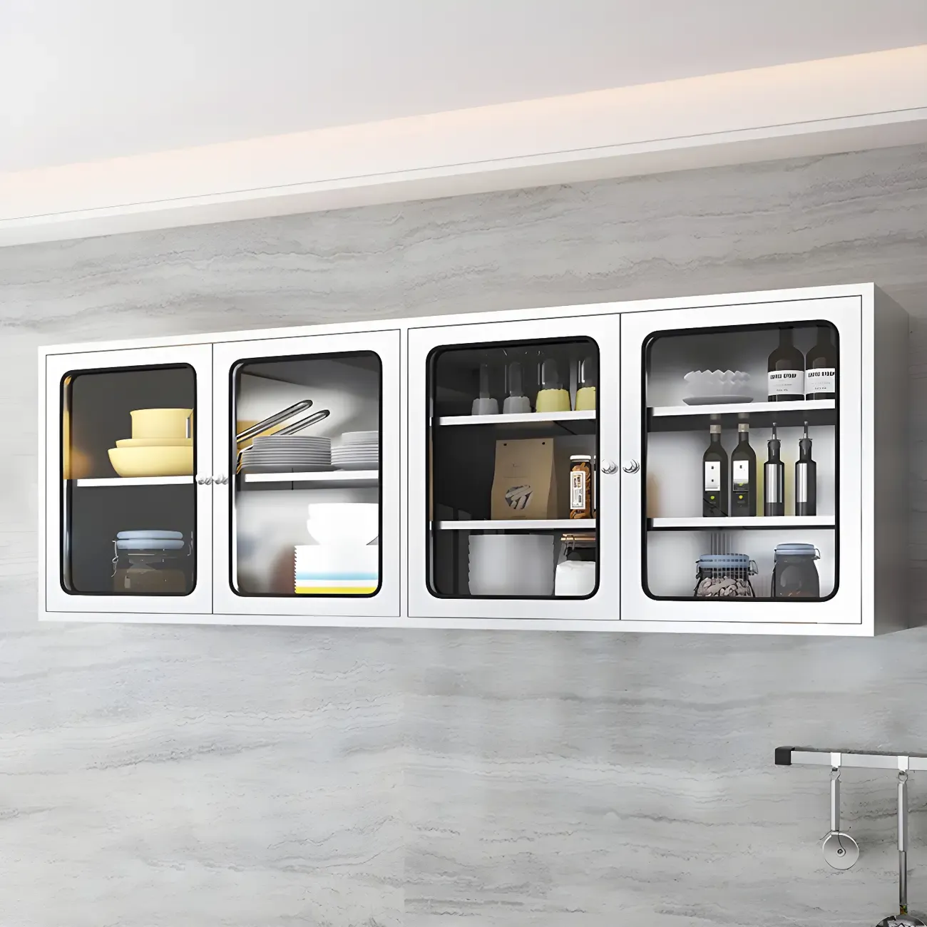 Stainless Steel Wall-Mounted Display Cabinet with Storage