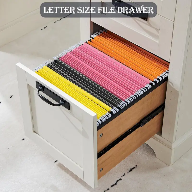 Farmhouse Desk, Wood Home Office Executive Desk with Charging Station