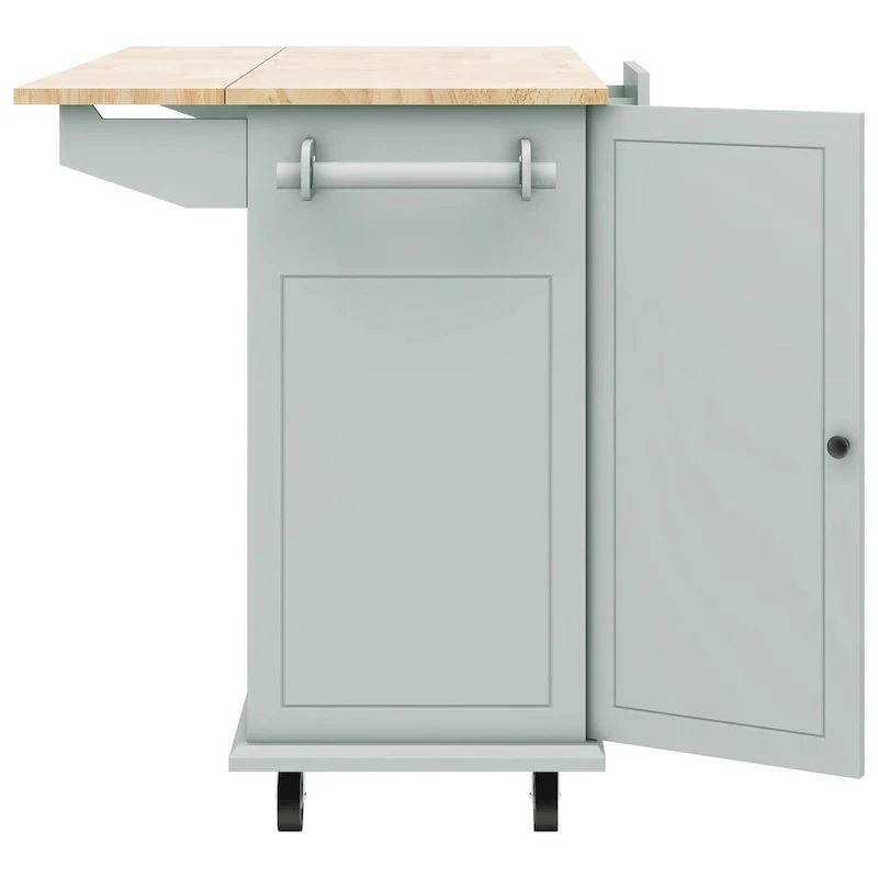 53.9 Width Rolling Kitchen Island with Drop Leaf and 3 Tier Pull Out Cabinet