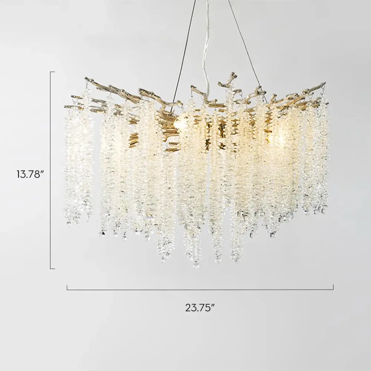 Modern 6-Light Branch Style Crystal Beaded Chandelier