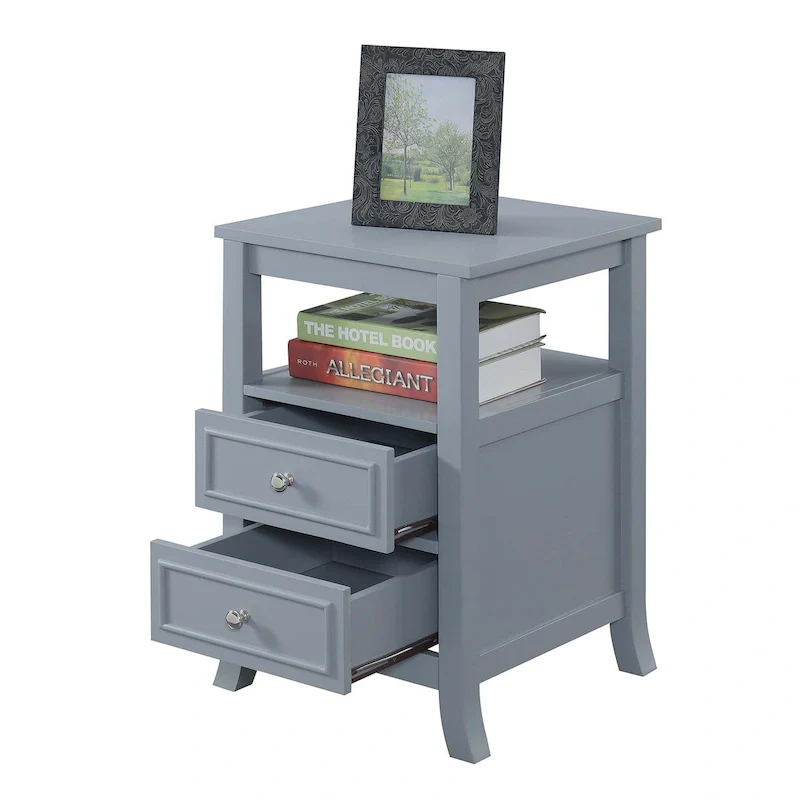Convenience Concepts Melbourne 2 Drawer End Table with Shelf