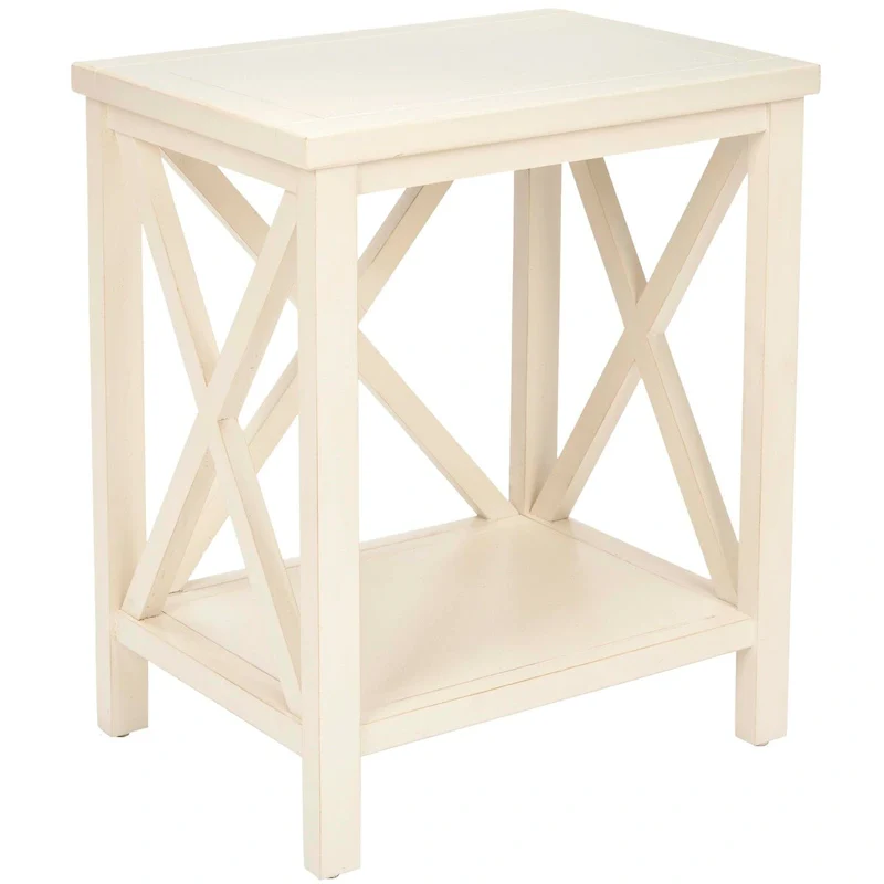 SAFAVIEH Yasumi White Cross Back End Table - 18.1 x 13.4 x 21.5 - 18Wx13Dx22H