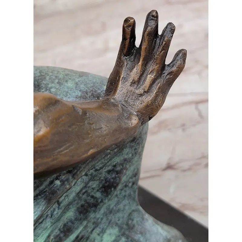 Hot Cast Bronze Sculpture Of Tai Chi Master Martial Arts Sensei Figure On Marble Base