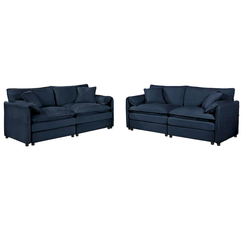 2-Piece 75.59  Chenille Cloud Loveseat Sofa Set with Deep Seat and 4 Pillows