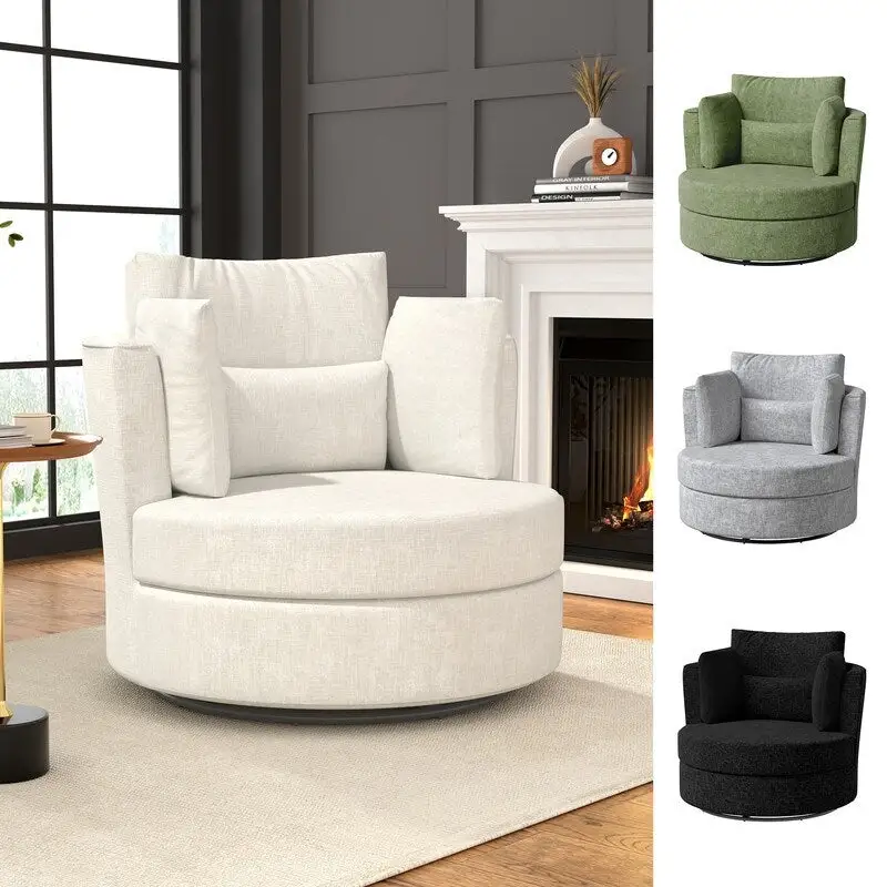 Chenille Swivel Soft Modern Upholstered Accent Chair (Set of 2)