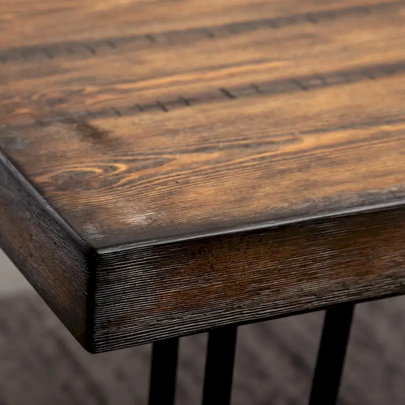 Roundhill Furniture Amisos 6-Piece Dining Set, Hairpin Dining Table with 4 Chairs and Upholstery Bench